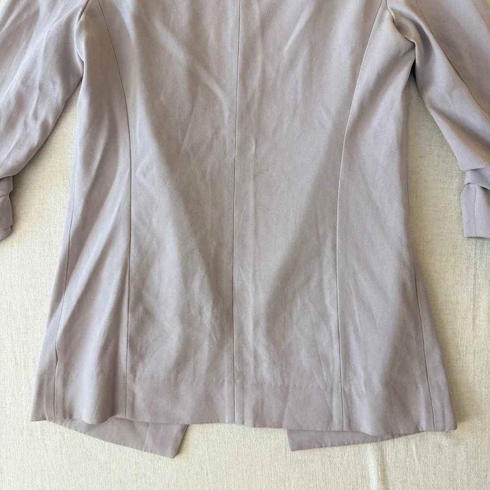 Babaton Aritzia Power Hip Blazer 0 Mauve Taupe Ruched 3/4 Sleeve Open Front
